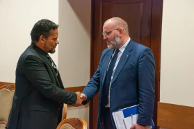 Встреча заместителя председателя БелТПП Д.Мелешкина с заместителем Министра международных отношений и сотрудничества ЮАР Э.Ботесом