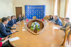 Встреча председателя БелТПП В.Улаховича с сопредседателем Белорусско-Турецкого делового совета Й.Сойджаном и деловыми кругами Турции