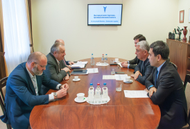 Встреча председателя БелТПП М.Мятликова с заместителем председателя ТПП Узбекистана Ж.Ураковым