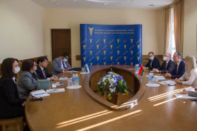 Сустрэча старшыні БелГПП У.Улаховіча з Міністрам замежных спраў Нікарагуа Д.М.Каліндрэсам