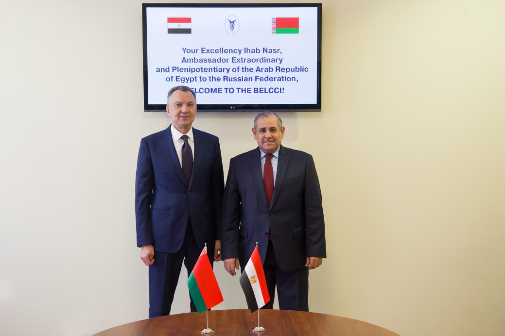The BelCCI Chairman Vladimir Ulakhovich meets Ambassador Extraordinary and Plenipotentiary of Egypt Ihab Nasr The BelCCI Chairman Vladimir Ulakhovich meets Ambassador Extraordinary and Plenipotentiary of Egypt Ihab Nasr