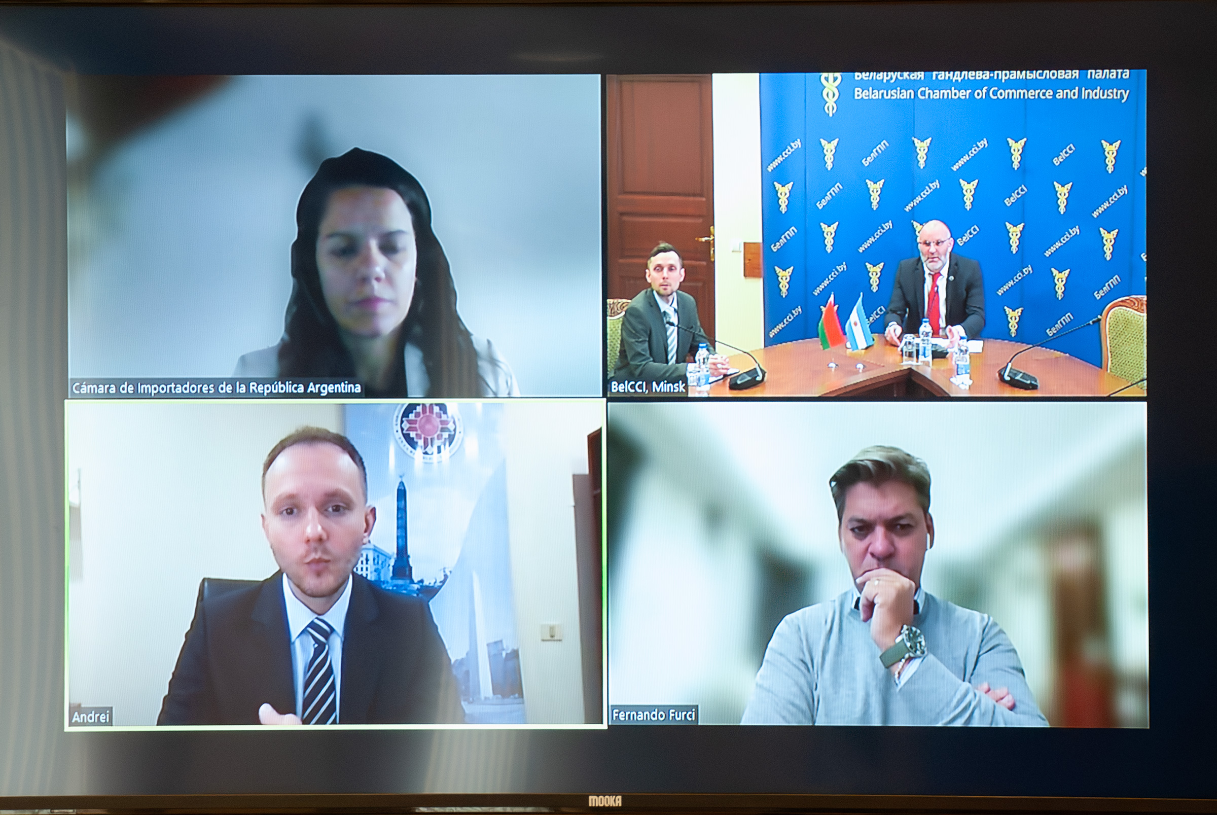Онлайн-встреча заместителя председателя БелТПП Д.Мелешкина с генеральным директором Палаты импортеров Аргентины Ф.Фурси Онлайн-встреча заместителя председателя БелТПП Д.Мелешкина с генеральным директором Палаты импортеров Аргентины Ф.Фурси