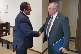 Встреча председателя БелТПП М.Мятликова с генеральным директором Конгресса AIM Валидом А. Фаргалом