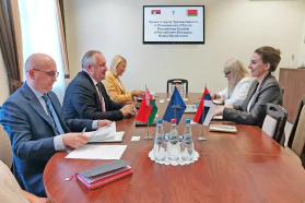 Встреча председателя БелТПП М.Мятликова с Чрезвычайным и Полномочным Послом Республики Сербия в Республике Беларусь И.Вукайлович